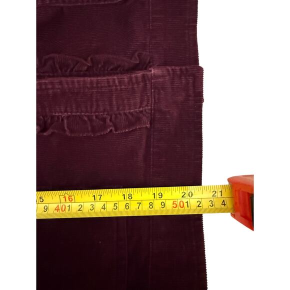 Sandro Paris Corduroy Ruffle Jacket Burgundy Snap Front 100% Cotton Sz S - Picture 8 of 8